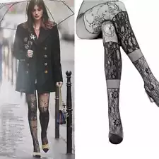 NEW CHANEL 16A Rome Runway Metiers D'Art Black Lace Stockings CC Tights Nylons L