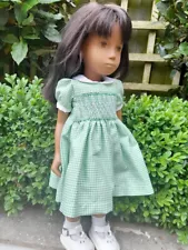 BRAND NEW GREEN GINGHAN hand SMOCKED DRESS ~ FITS 16 ~ 17" SASHA DOLLS