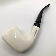 FIne White Bent Porcelain Square Tobacco Smoking Pipe Amsterdam Never Used