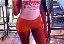 Hooters Girl Authentic Sexy Orange Uniform Shorts XS New High Cut Design Costume