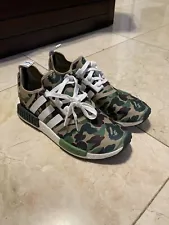 Size 9.5 Adidas NMD R1 x A Bathing Ape Olive Camo 2016 Brand New 100% Authentic