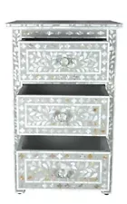 Mother of Pearl 3 Drawer Bed side Table, Home Decor Furniture