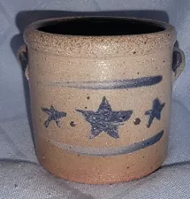 Miniature Rowe Pottery Three Star Crock