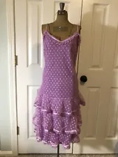 Vintage Betsey Johnson New York 90s Purple Polka Dot Lace Slip Dress Large