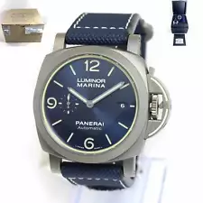 New Panerai Luminor Marina 70 Years PAM01117 44MM Titanium Blue Dial Box Papers