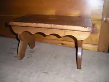 Vintage Handmade Solid American Black Walnut Wooden Stool with Inlay