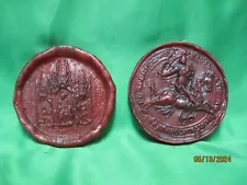 lot of 2 antique wax seals coat of arms etc. !!!