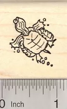 Yellow-Bellied Slider Rubber Stamp, Turtle Swimming D24806 WM