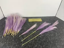 Lot of (32) 36" or 28" or (64) 16" Purple Faux Pampas Grass Decor Length Options