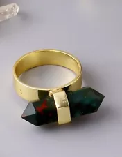 Gold Plated Boodstone Ring Handmade Ring Unique Bloodstone Ring