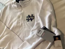 Notre Dame Fighting Irish Men’s Bnwtags HWT LS 1/4 Zip White! ☘️ð☘️ðSZ 3XL