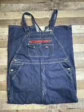 Dickies Men L x 32 Bib Overalls Farmer Work Carpenter Blue Jean Dark Wash Denim