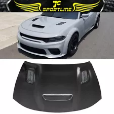 Fit 15-23 Dodge Charger SRT Hellcat Widebody Style Hood Scoop Aluminum Unpainted