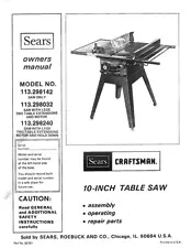 1983 Craftsman 113.298240 10" TABLE SAW WITH LEGS,TWO EXTENTIONS MANUAL