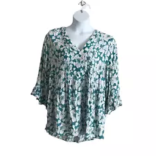 New ListingCynthia Rowley Women's Tunic Blouse Plus 2X Floral 3/4 Sleeve Boho 100% Viscose