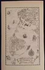 Original 1933 Jo Mora Pictorial Map of Cartagena