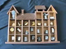 Metal Gold Silver Thimbles Various States Wooden Wall hanging House (CH-97)