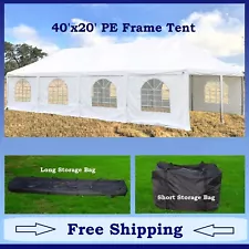 40'x20' PE Frame Tent Canopy White - Storage Bags Included