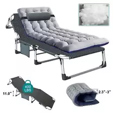 Camping cots Sun Lounger Folding Recliner Chair Reclining Seat Bed with pillow