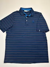 KJUS Polo Shirt Mens 2XL Size 56 Navy Blue Striped Soren Lost Dunes Golf Club