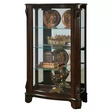 Carved Wood 3 Shelf Curio Cabinet in Cherry Brown Finish by Pulaski Furniture