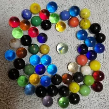 Vintage Smaller Marbles 61 Pieces Different Colors Estate Sale