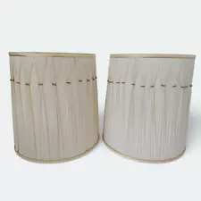 PAIR ~ Vintage Mid Century MCM Hollywood Regency PINCH PLEAT Silk LAMP SHADES