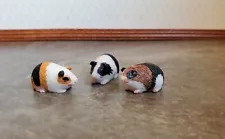 Dollhouse Miniature Guinea Pigs Set of 3 1:12 Scale Pet Black White Brown Orange