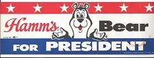 Vintage - UNUSED Original 1968 "HAMM'S BEAR for PRESIDENT" Bumper Sticker