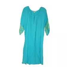 The Pioneer Woman Embroidered Ribbon Sleeve Dress Aqua Blue Size XXXL Beach