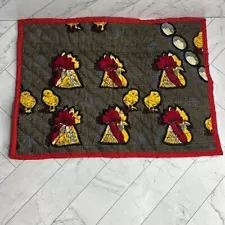 Handmade Table Runner with 6 Matching Placemats - Chickens, Chicks, Eggs, Farm