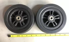 (2) Front Anti-Tip / Rear Caster Wheels tire/rim black for Jazzy 614 EVO 614 HD