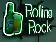 Rolling Rock Beer Bottle 14"x10" Neon Sign Light Lamp Bar Decor Party Club Open