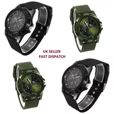 SALE!! Men Fabric Sport Quartz Military Swiss ARMY Watch Black / Green UK SELLER