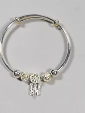 Silver Tone Dream Catcher Charm Expandable Bangle Bracelet 7 inches