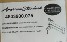 American Standard 4803900.075 Pot Filler - Wall Mounted - Stainless Steel- READ