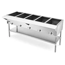 Secondhand 72" Commercial Food Warmer 5 Well 5000W Electric Steam Table w Shelf