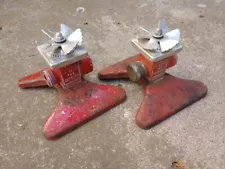 Pair of vintage Proen whirling “Square Spray” all-metal yard sprinklers