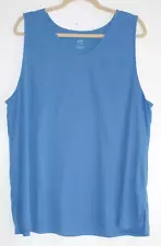 J. Jill Perfect Pima XL Blue Sleeveless V-Neck Tank Top Women 100% Cotton