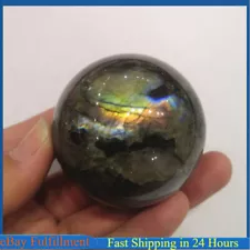 50mm Natural Labradorite Sphere Quartz Crystal Healing Energy Gemstone Ball Gift