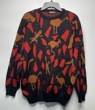 Bromley Wool Blend Safari Kangaroo Abstract Design Sweater Pullover Size 18