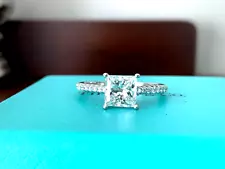 Tiffany & Co Princess NOVO Platinum Diamond Engagement Ring 1.55 H VVS1 $22k NEW