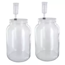 Home Brew Ohio One Gallon Glass Complete Wide Mouth Fermenter Set of 2