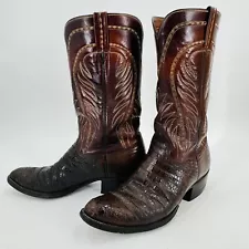 Vintage Men Size 9.5D Brown Horn Back Lizard Cowboy Boots