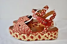 CLERGERIE Red Woven Women's Open Toe Wedge Shoes Size 40.5M or 10 US On Sale