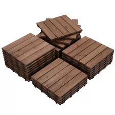 27pcs Patio Interlocking Wood Flooring Tiles Indoor Outdoor 12 x 12''Brown Used