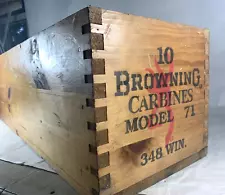 Vintage BROWNING Model 71 Lever Action Carbine 10 Rifle Crate 348 WINCHESTER