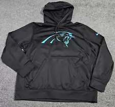 Nike Carolina Panthers Hoodie Mens XL Black Blue Therma Fit Sweatshirt NFL