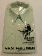 NEW VTG 70's DISCO VAN HEUSEN VANKNIT LARGE COLLAR BUTTON SHIRT POLY MEN L 16.5