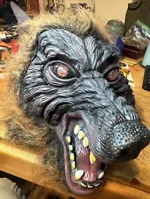 WEREWOLF MASK Halloween Brown Latex Fur Wolf Scary Fangs Costume - with Tag